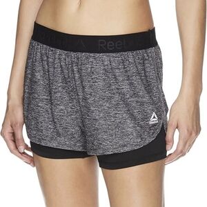 Reebok Women's Gray and Black Athletic Shorts